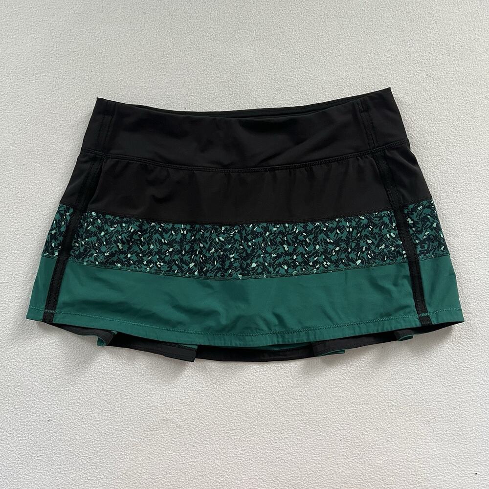 Lululemon Pace Rival Skirt II 4-way Mountain Peaks Black Forage Teal Skort 8 Reg
